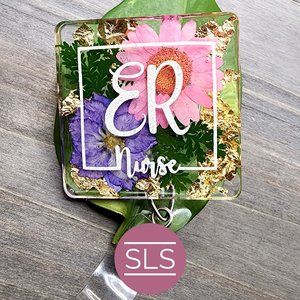 ER Floral Nurse Badge Reel-Custom Made Job Title Badge Holder